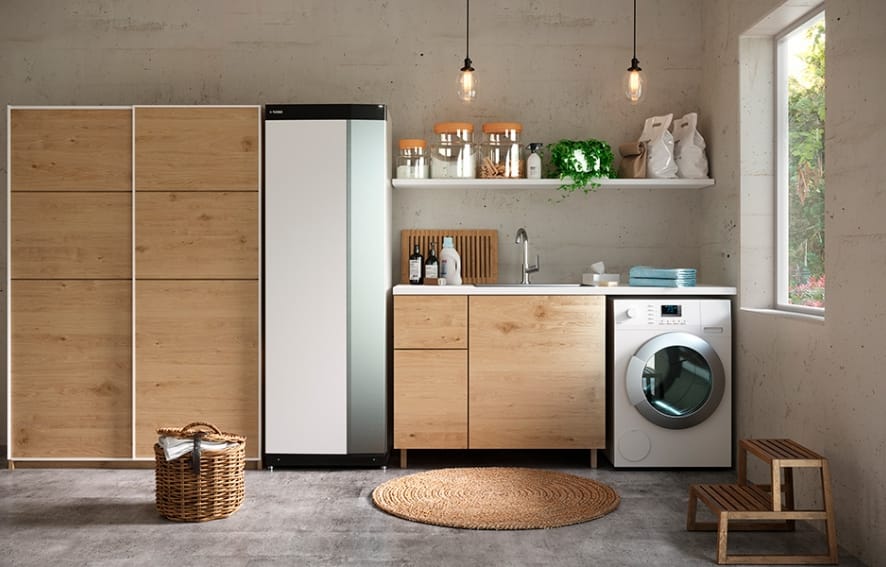 Varmepumpe integrert i bolig for energieffektiv oppvarming og jevn varme